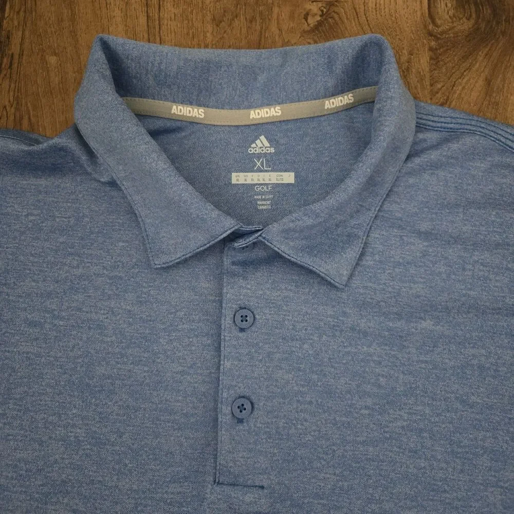 Adidas Golf Polo RN88387 Mens XL Heather Blue Short‎ Sleeve Performance